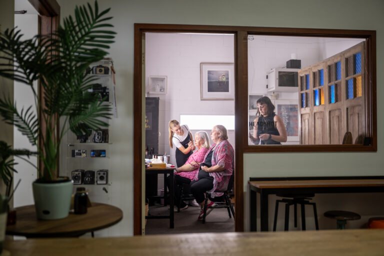 Pre-shoot hair and makeup