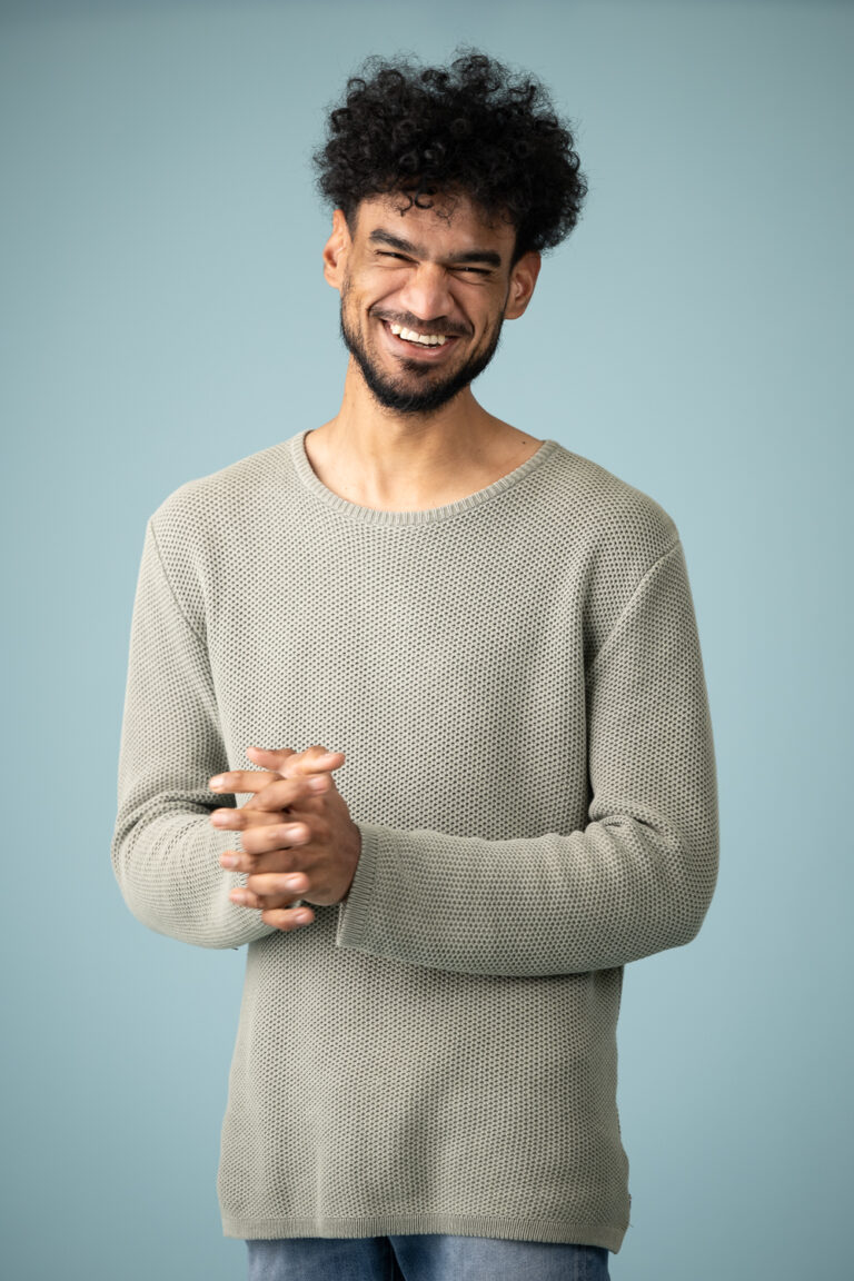 Portrait against a Baby Blue Background